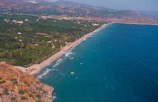 Plaka Beach Drepano aerial view